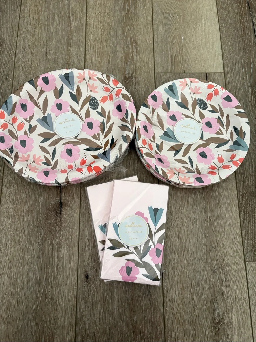 Hallmark Floral Paper Plates and Napkins Set